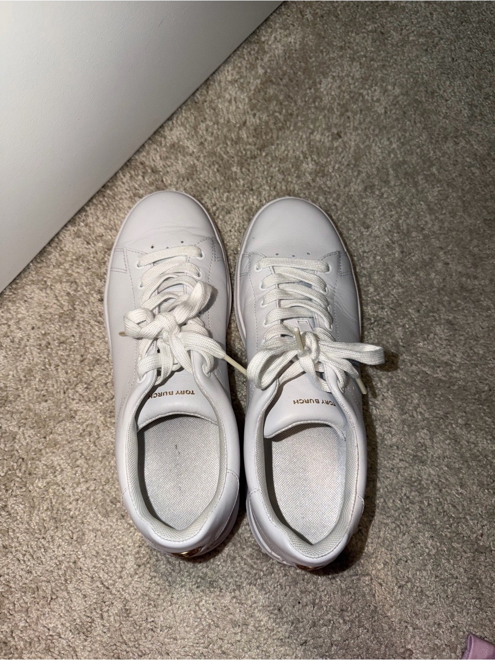 Tory Burch White Leather Low-Top Sneakers